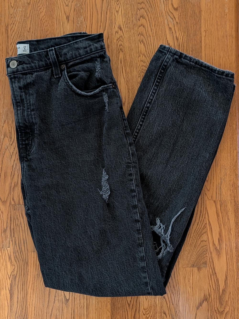 Abercrombie & Fitch The 90s Straight Ultra High Rise Distressed Denim Jeans